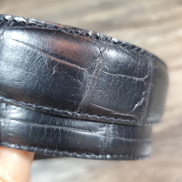 Annabella Genuine Leather Black Belt Size Medium Minimalist Classic Preppy - Picture 2 of 7